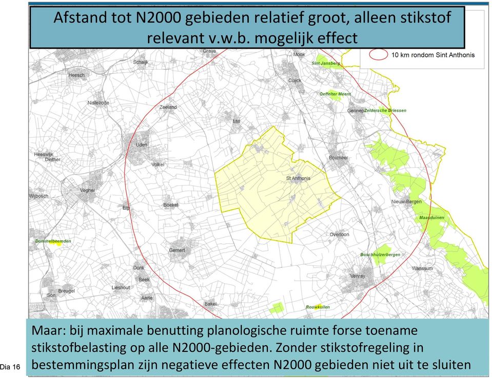 mogelijk effect Dia 16 Maar: bij maximale benutting planologische ruimte