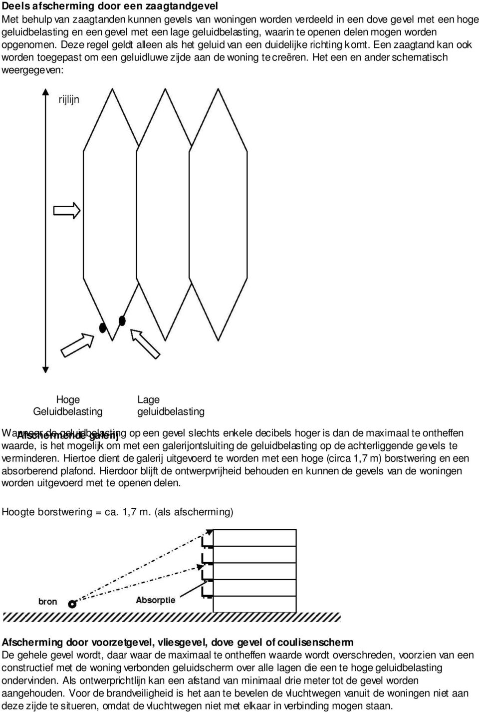 Een zaagtand kan ook worden toegepast om een geluidluwe zijde aan de woning te creëren.