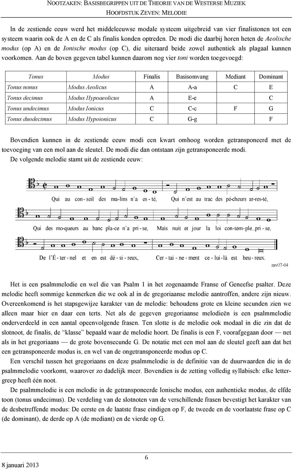 Aan de boven gegeven tabel kunnen daarom nog vier toni worden toegevoegd: Tonus Modus Finalis Basisomvang Mediant Dominant Tonus nonus Modus Aeolicus A A-a C E Tonus decimus Modus Hypoaeolicus A E-e