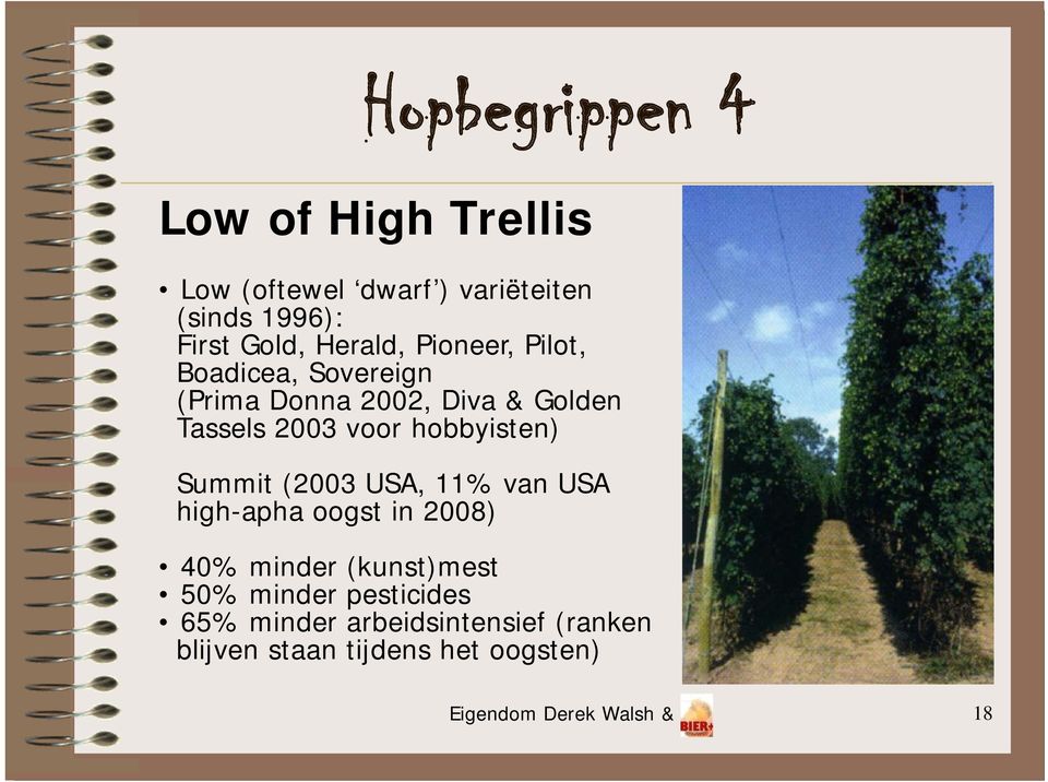 hobbyisten) Summit (2003 USA, 11% van USA high-apha oogst in 2008) 40% minder (kunst)mest 50%