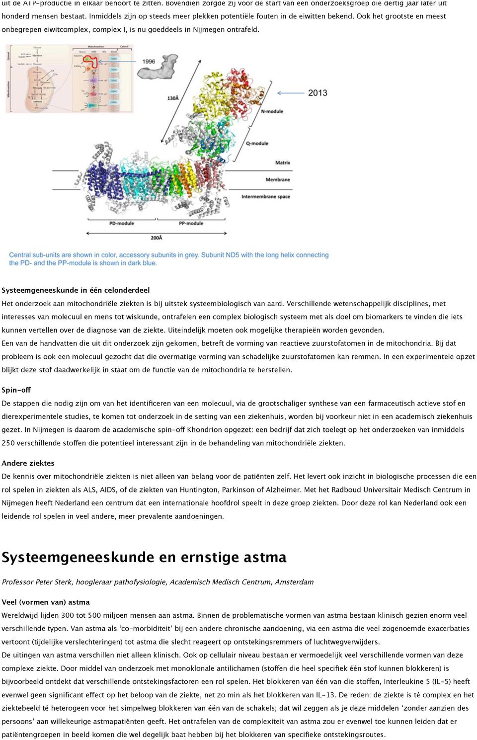 Systeemgeneeskunde in één celonderdeel Het onderzoek aan mitochondriële ziekten is bij uitstek systeembiologisch van aard.
