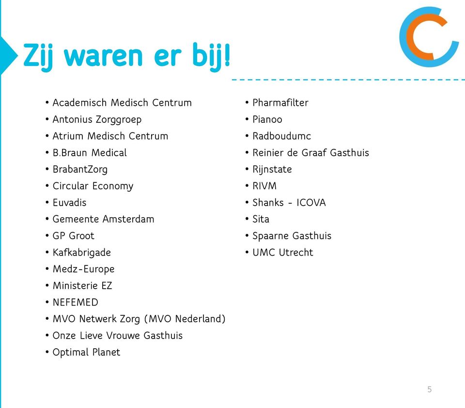 Medz-Europe Ministerie EZ NEFEMED MVO Netwerk Zorg (MVO Nederland) Onze Lieve Vrouwe Gasthuis Optimal