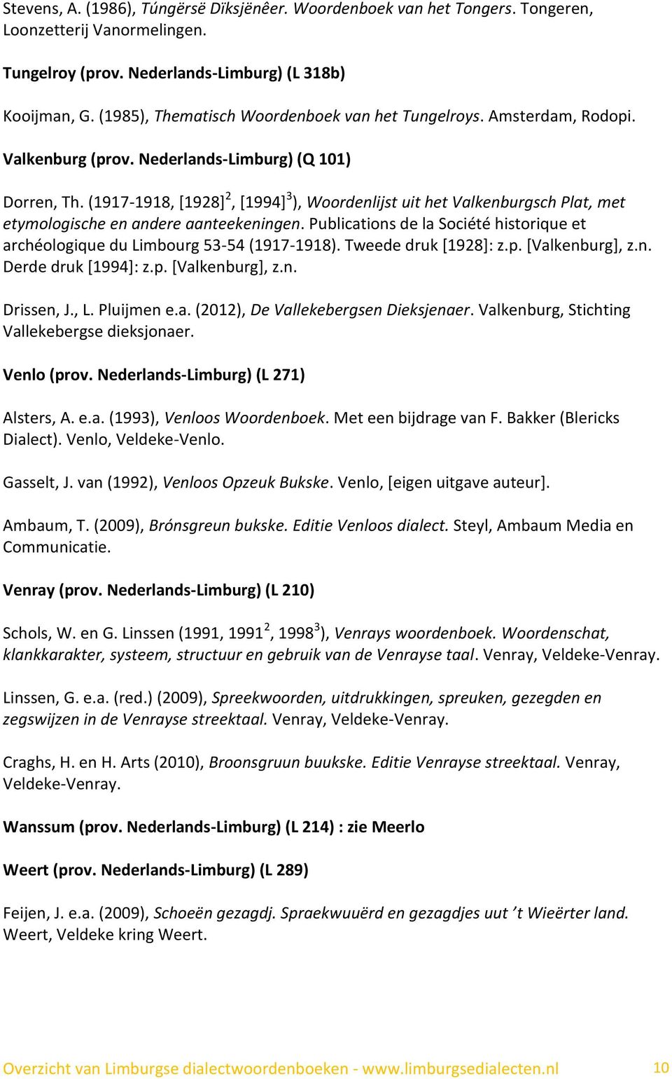 (1917-1918, [1928] 2, [1994] 3 ), Woordenlijst uit het Valkenburgsch Plat, met etymologische en andere aanteekeningen.