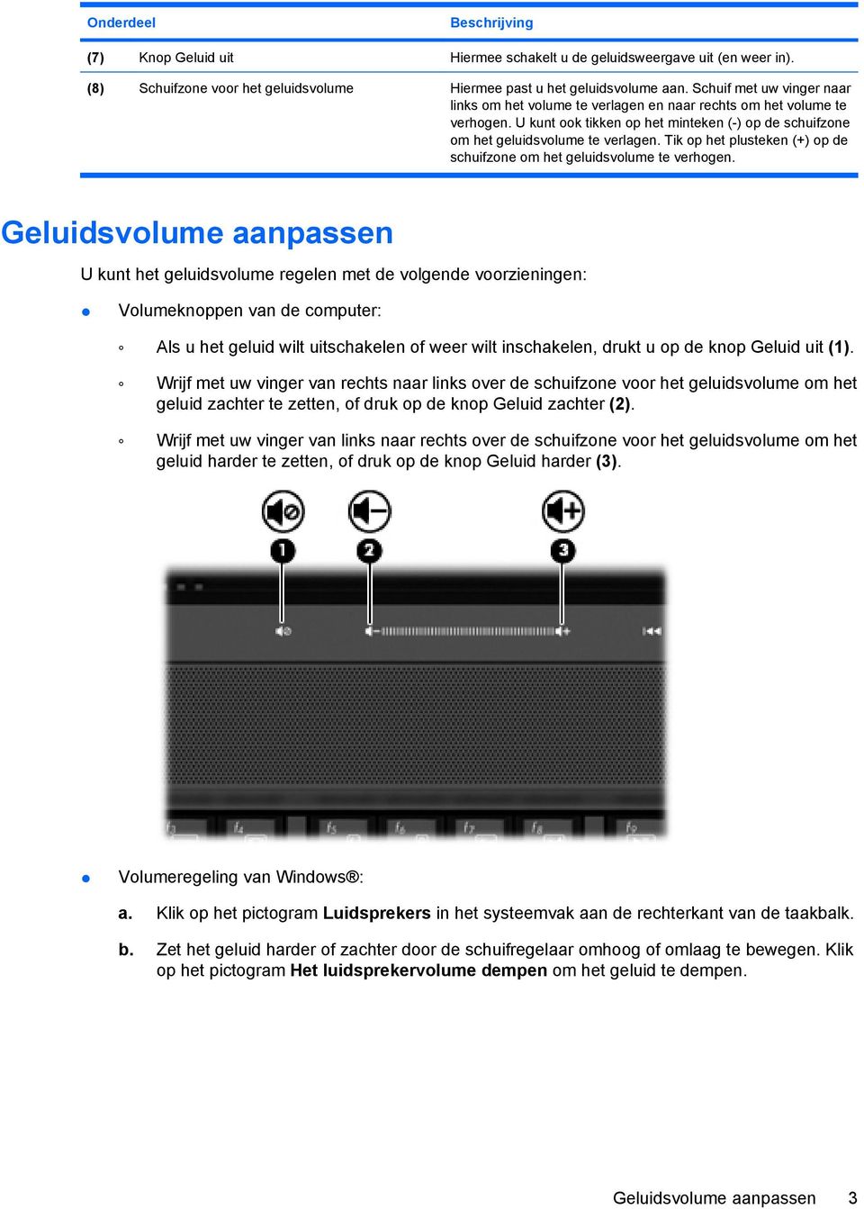 Tik op het plusteken (+) op de schuifzone om het geluidsvolume te verhogen.