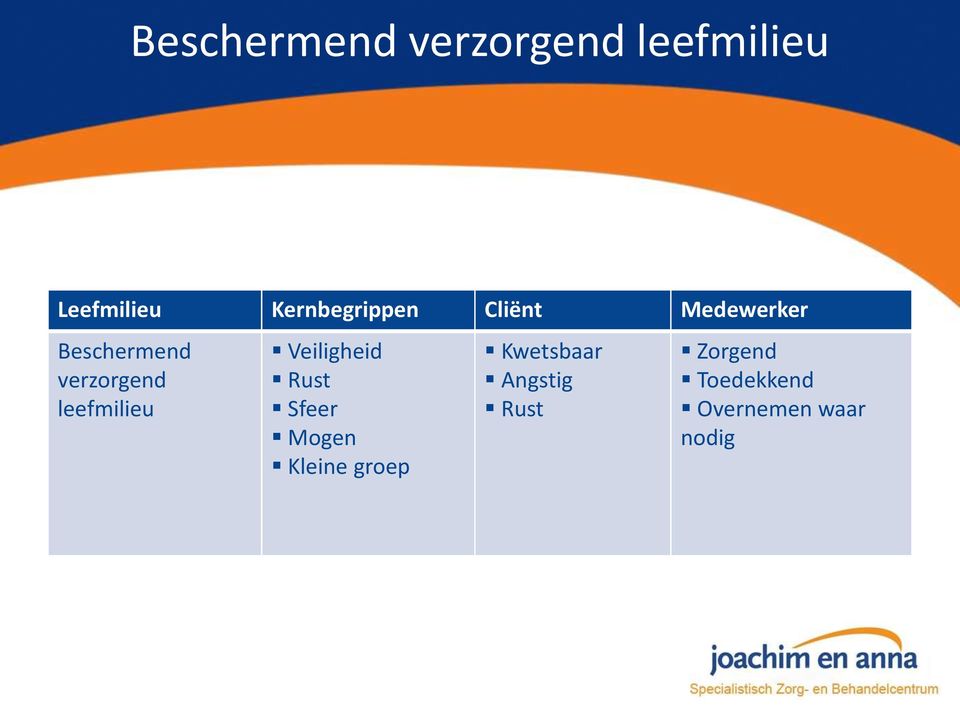 verzorgend leefmilieu Veiligheid Rust Sfeer Mogen