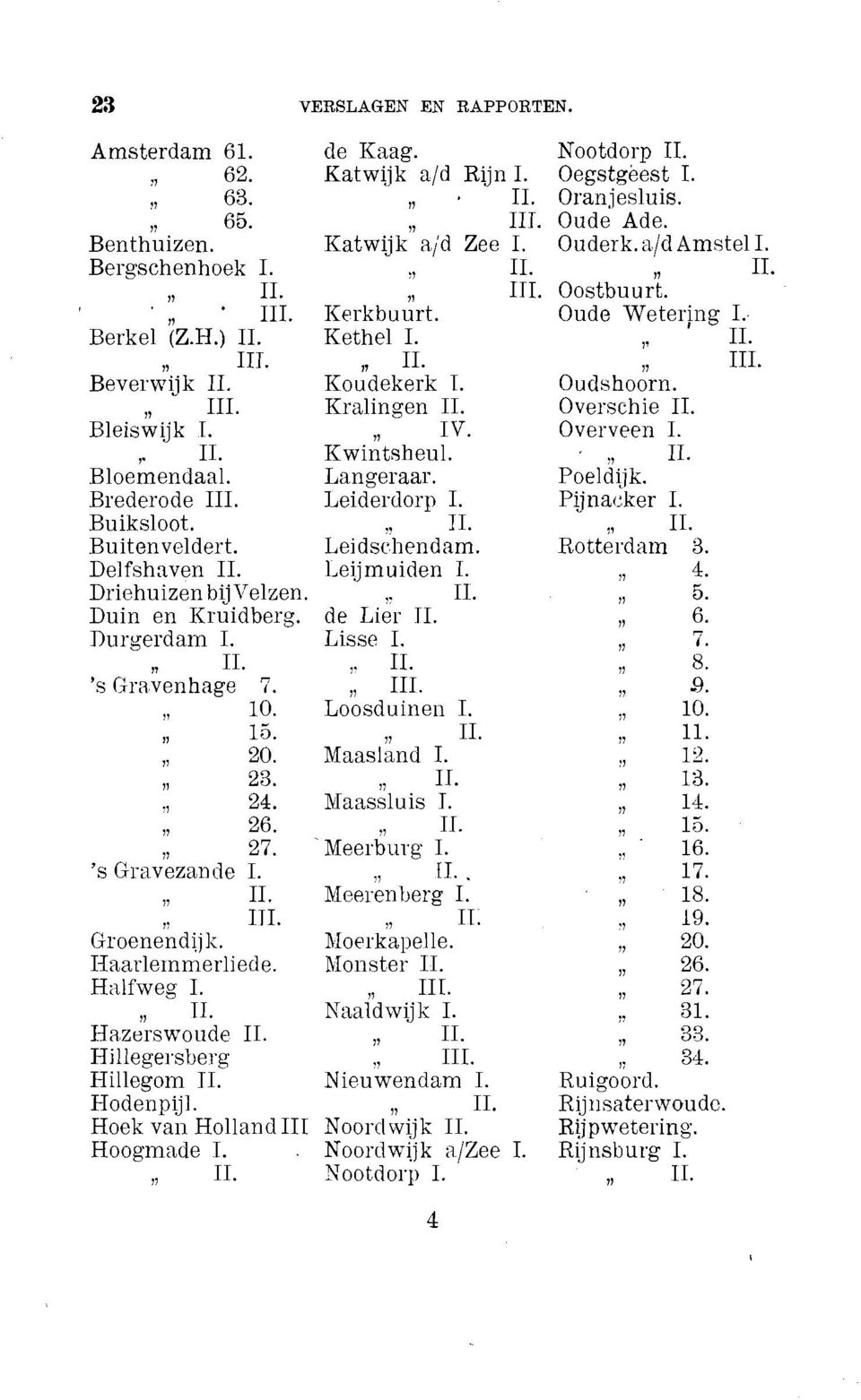 Leidschendam. Delfshnven 11. 1,eijmuiden I. Driehuizen bijvelzen. 11. Duin en Kruidberg. de Lier TI. Durgerdam I. Lisse I. l? 11., 11. 's Gravenhage 7., 111. 10. Loosduiilen T. n 15. 11 11. I> 20.