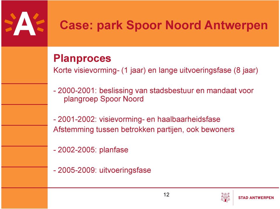 plangroep Spoor Noord - 2001-2002: visievorming- en haalbaarheidsfase Afstemming