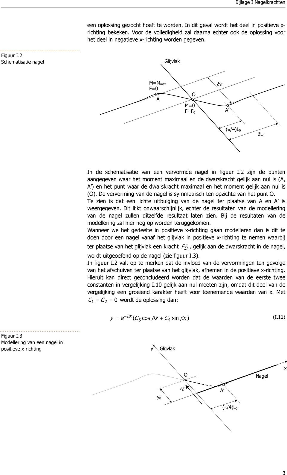 Schematisatie nagel MM ma F A O M FF y A (π/)l L In de schematisatie van een vervormde nagel in figuur I.