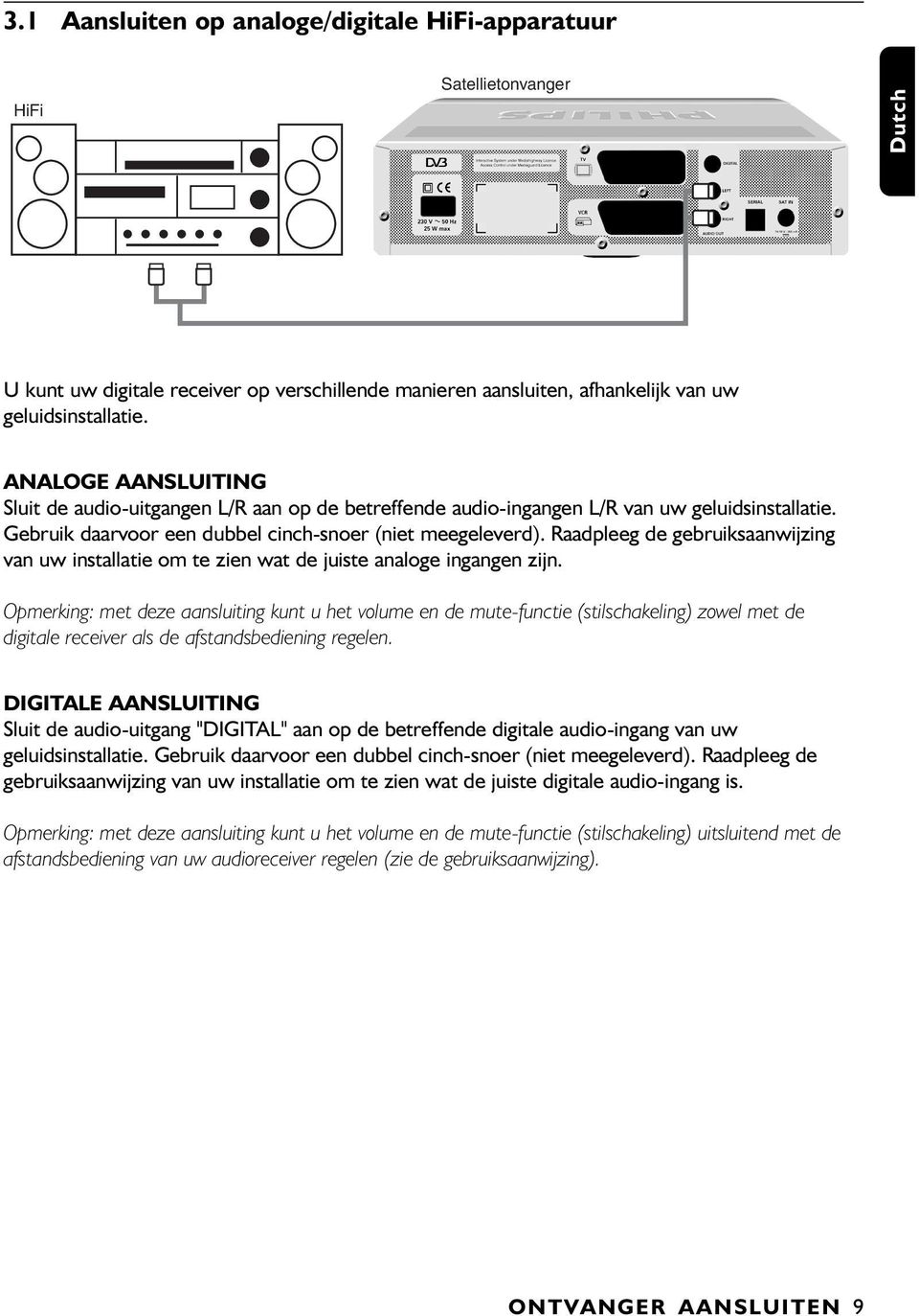 Raadpleeg de gebruiksaanwijzing van uw installatie om te zien wat de juiste analoge ingangen zijn.