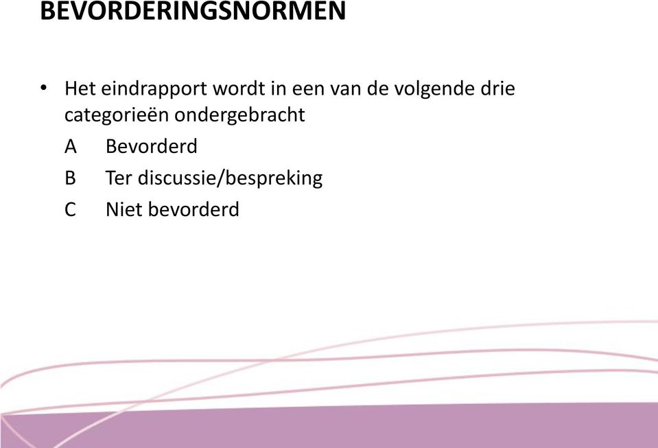 categorieën ondergebracht A B C