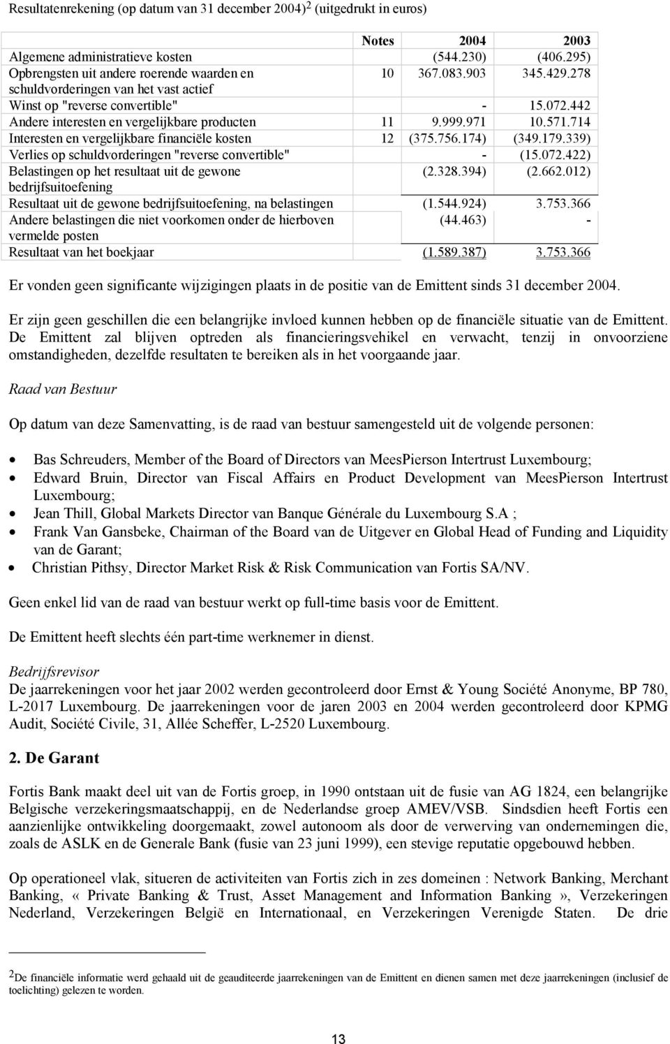 714 Interesten en vergelijkbare financiële kosten 12 (375.756.174) (349.179.339) Verlies op schuldvorderingen "reverse convertible" - (15.072.422) Belastingen op het resultaat uit de gewone (2.328.