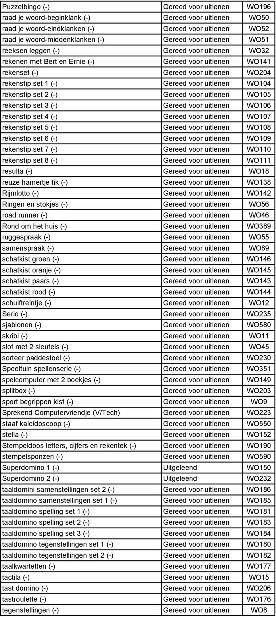 WO104 rekenstip set 2 (-) Gereed voor uitlenen WO105 rekenstip set 3 (-) Gereed voor uitlenen WO106 rekenstip set 4 (-) Gereed voor uitlenen WO107 rekenstip set 5 (-) Gereed voor uitlenen WO108