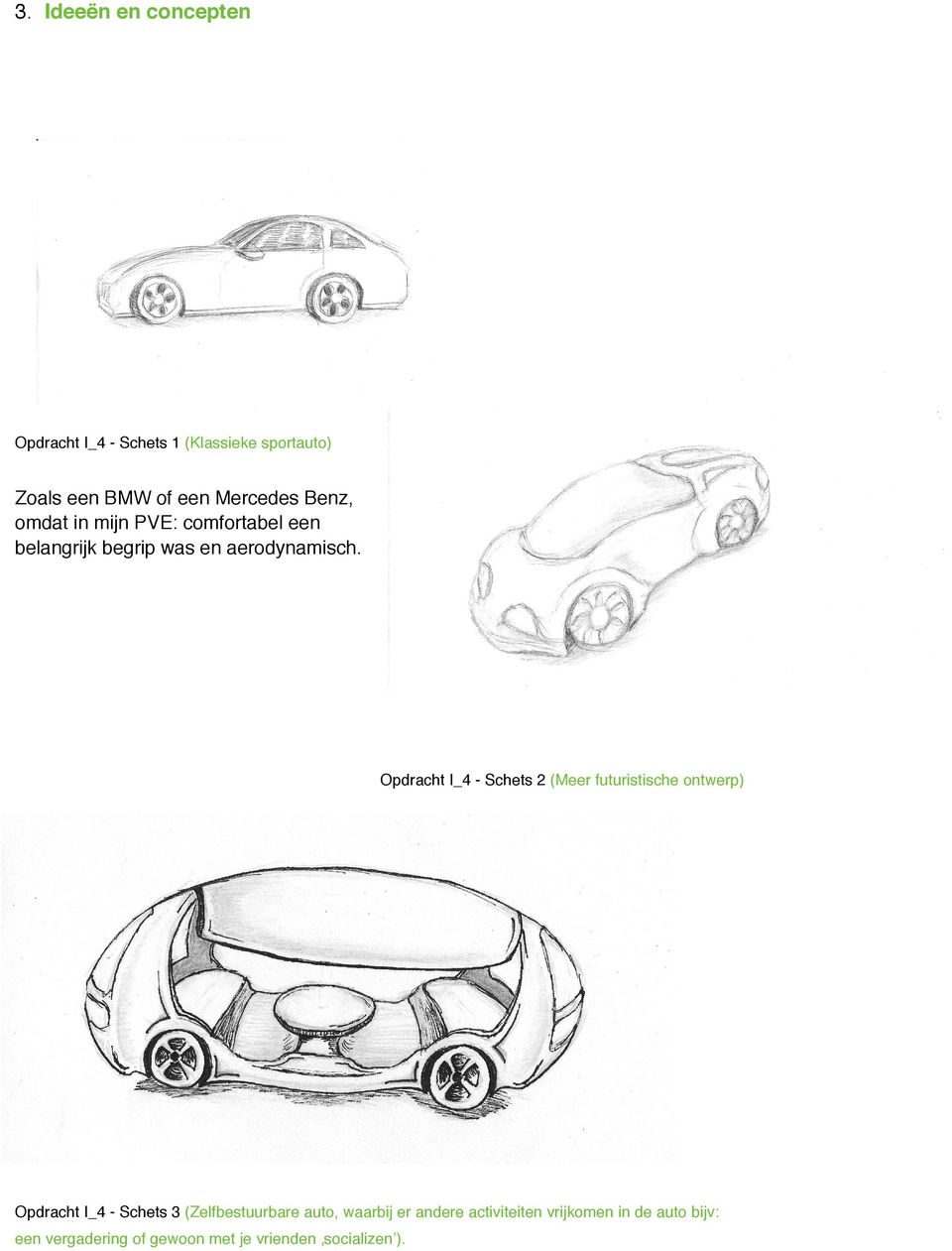 Opdracht I_4 - Schets 2 (Meer futuristische ontwerp) Opdracht I_4 - Schets 3 (Zelfbestuurbare