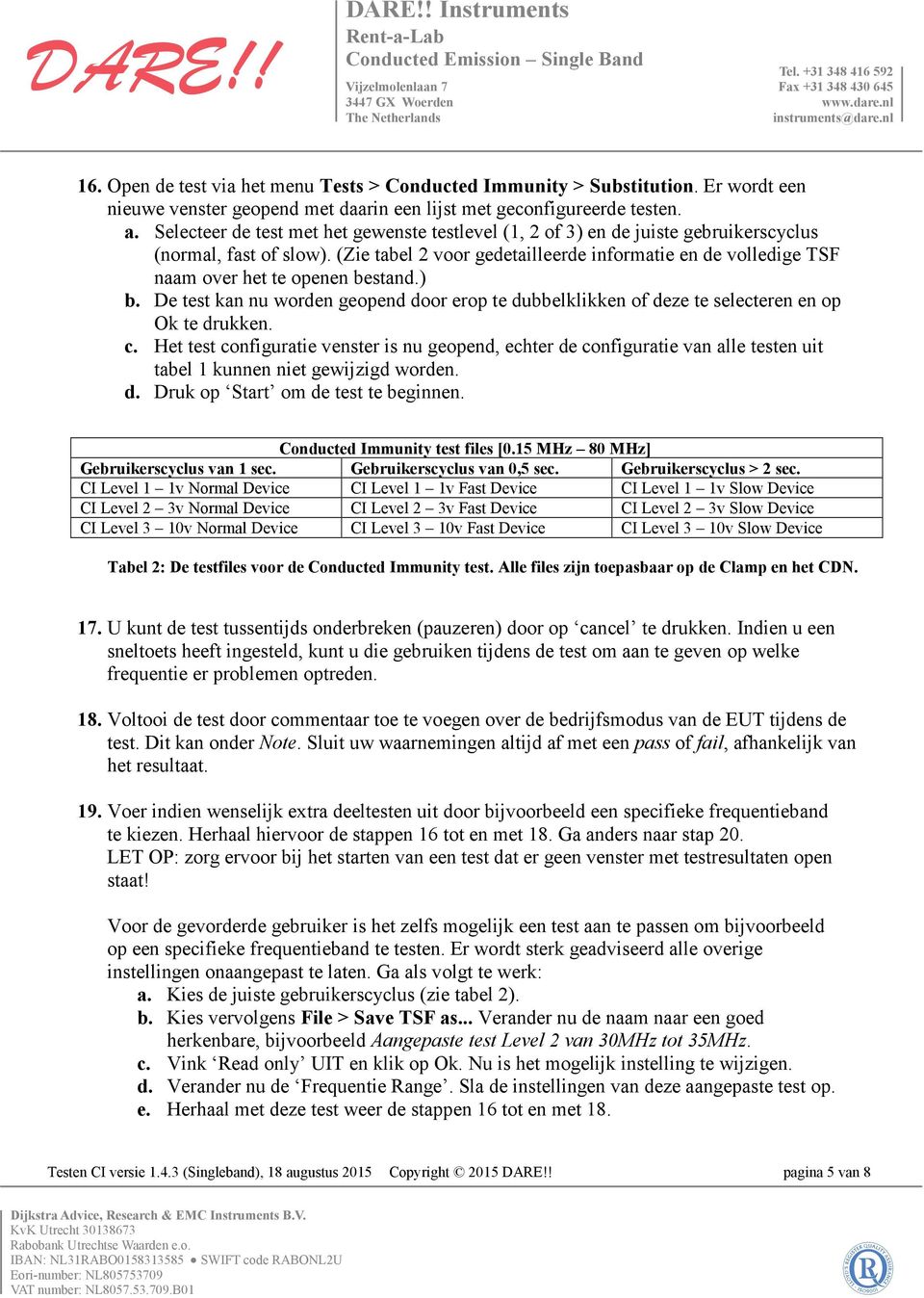 (Zie tabel 2 voor gedetailleerde informatie en de volledige TSF naam over het te openen bestand.) b. De test kan nu worden geopend door erop te dubbelklikken of deze te selecteren en op Ok te drukken.