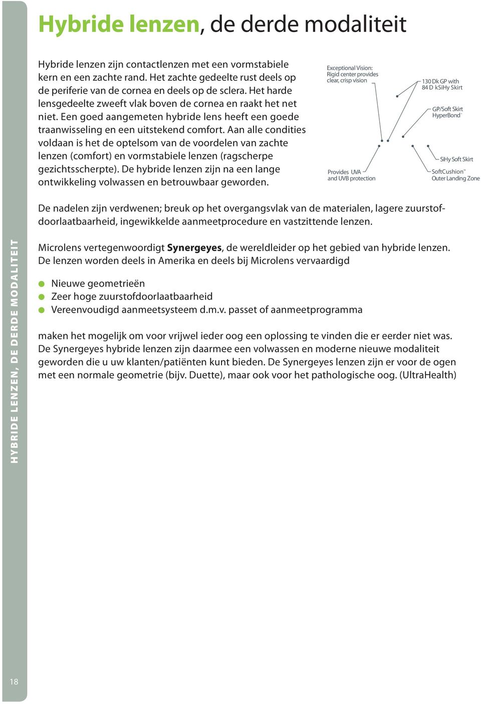 Aan alle condities voldaan is het de optelsom van de voordelen van zachte lenzen (comfort) en vormstabiele lenzen (ragscherpe gezichtsscherpte).