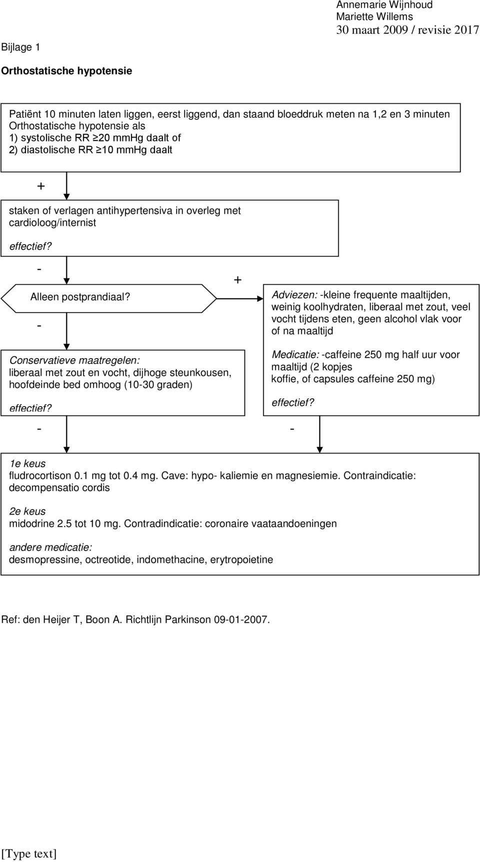 staken of verlagen antihypertensiva in overleg met cardioloog/internist effectief? - Alleen postprandiaal?