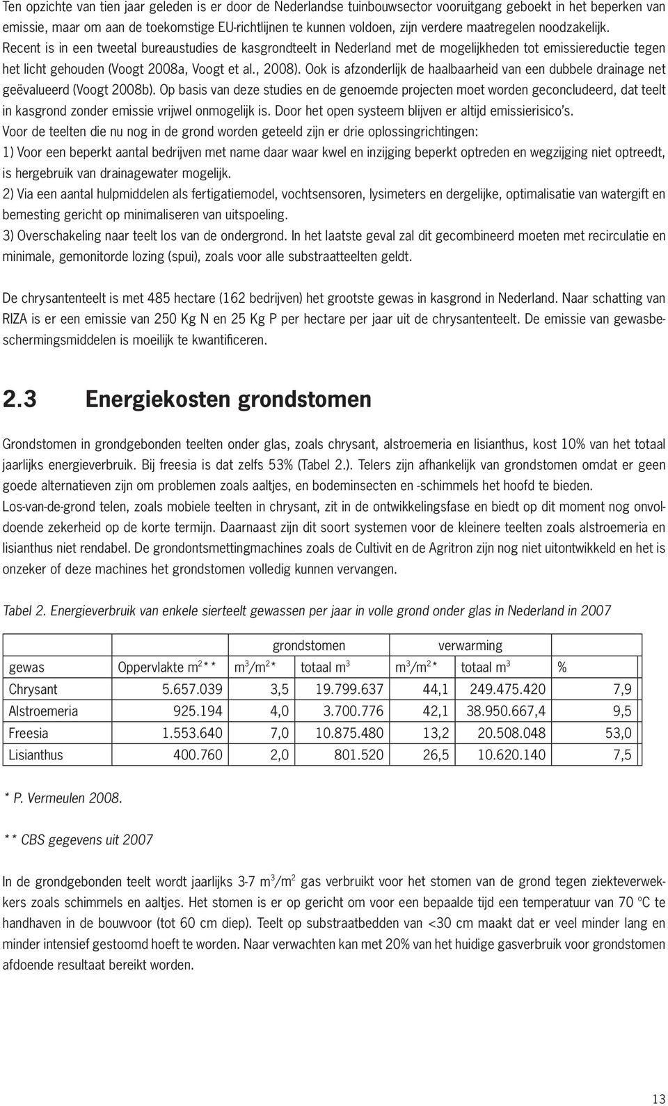 Ook is afzonderlijk de haalbaarheid van een dubbele drainage net geëvalueerd (Voogt 2008b).