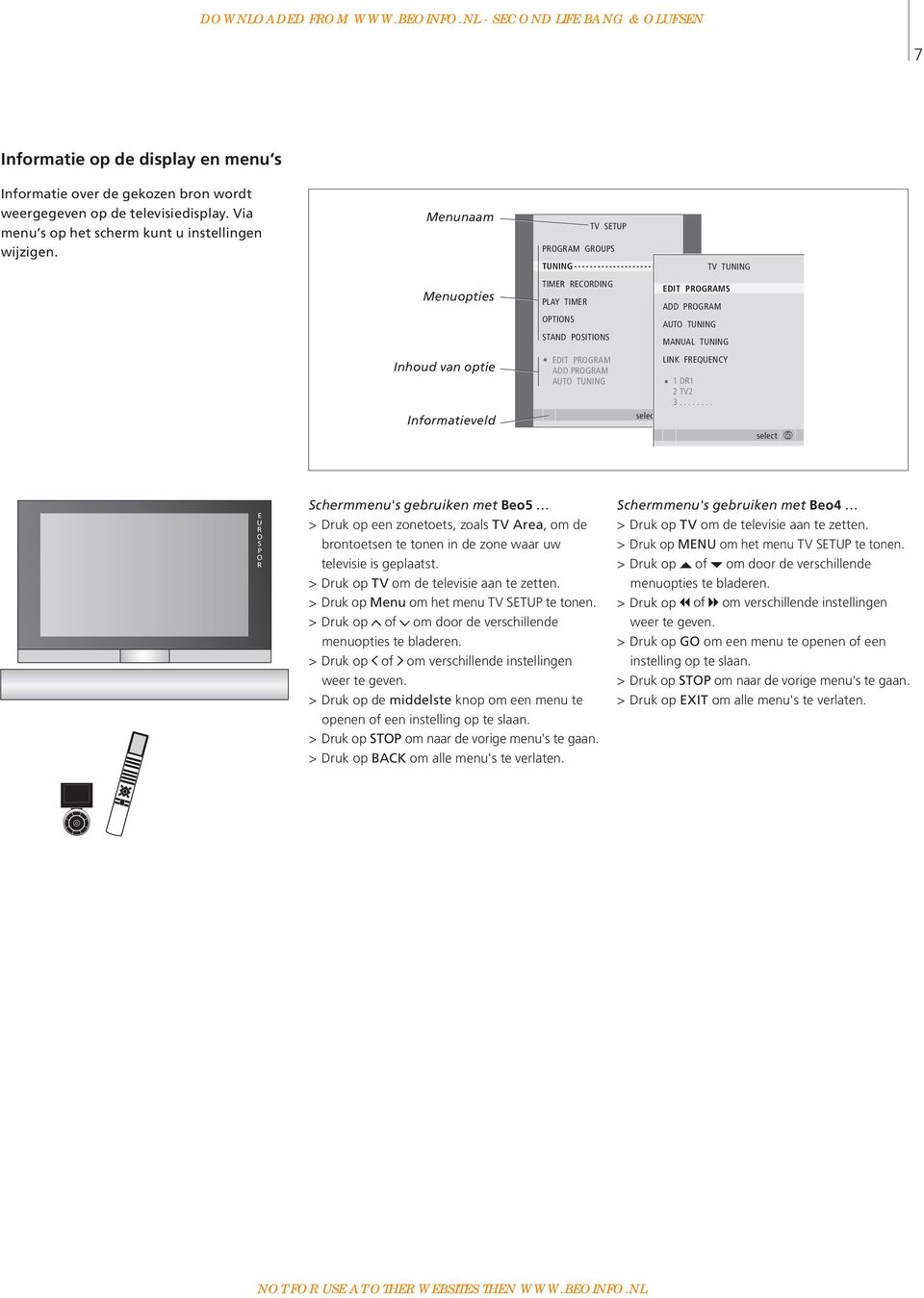 EDIT PROGRAM ADD PROGRAM AUTO TUNING select LINK FREQUENCY GO 1 DR1 2 TV2 3.