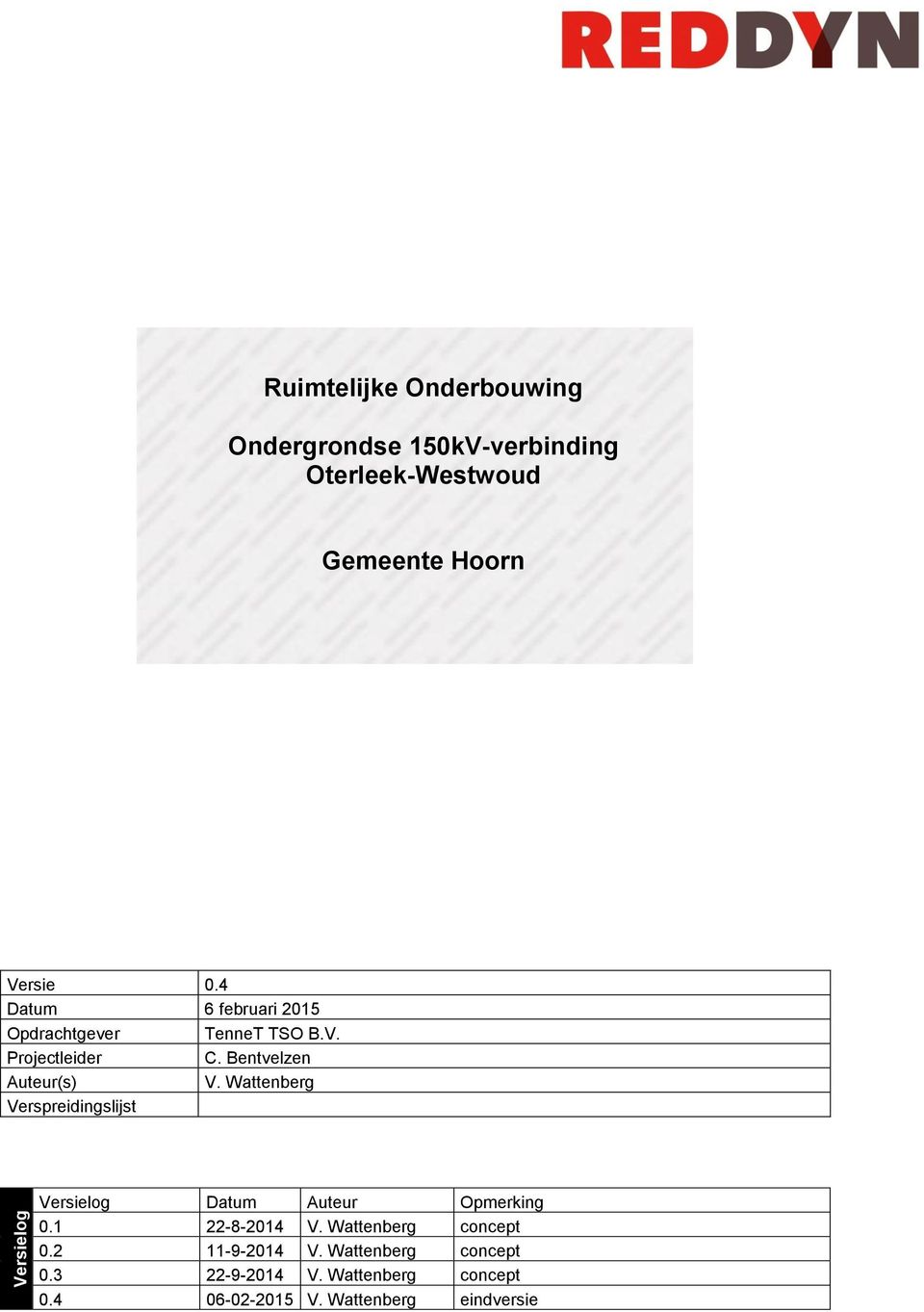 Wattenberg Verspreidingslijst Versielog Datum Auteur Opmerking 0.1 22-8-2014 V. Wattenberg concept 0.