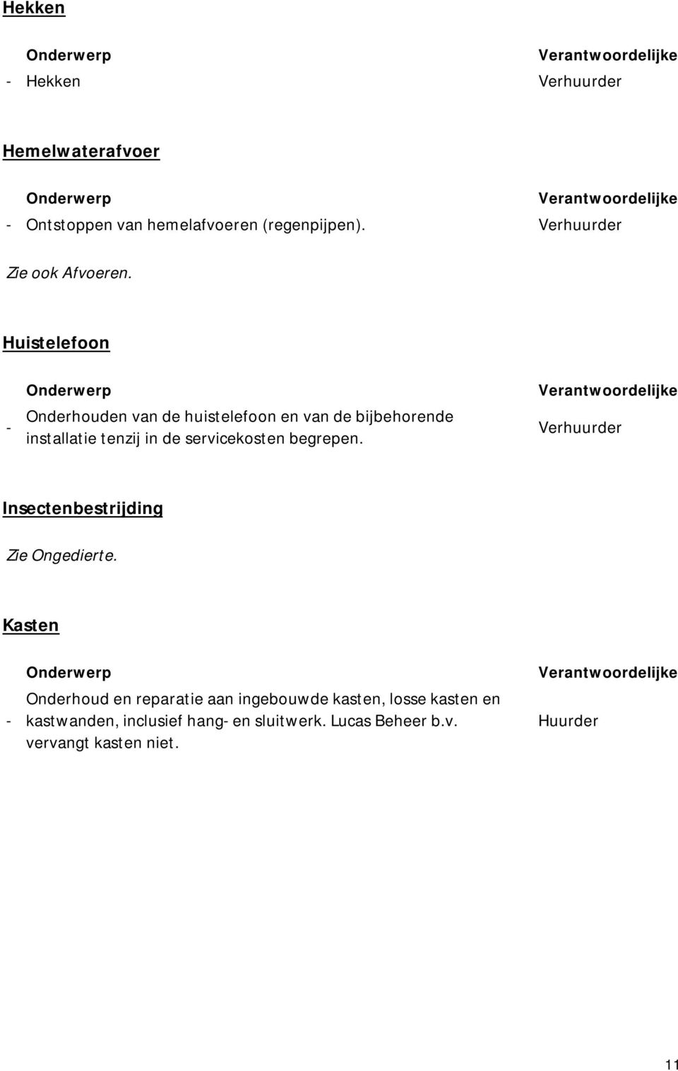 servicekosten begrepen. Insectenbestrijding Zie Ongedierte.