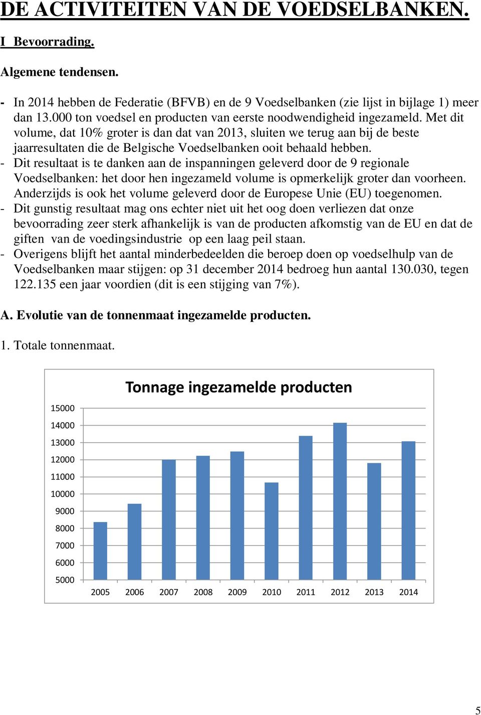 Met dit volume, dat 10% groter is dan dat van 2013, sluiten we terug aan bij de beste jaarresultaten die de Belgische Voedselbanken ooit behaald hebben.