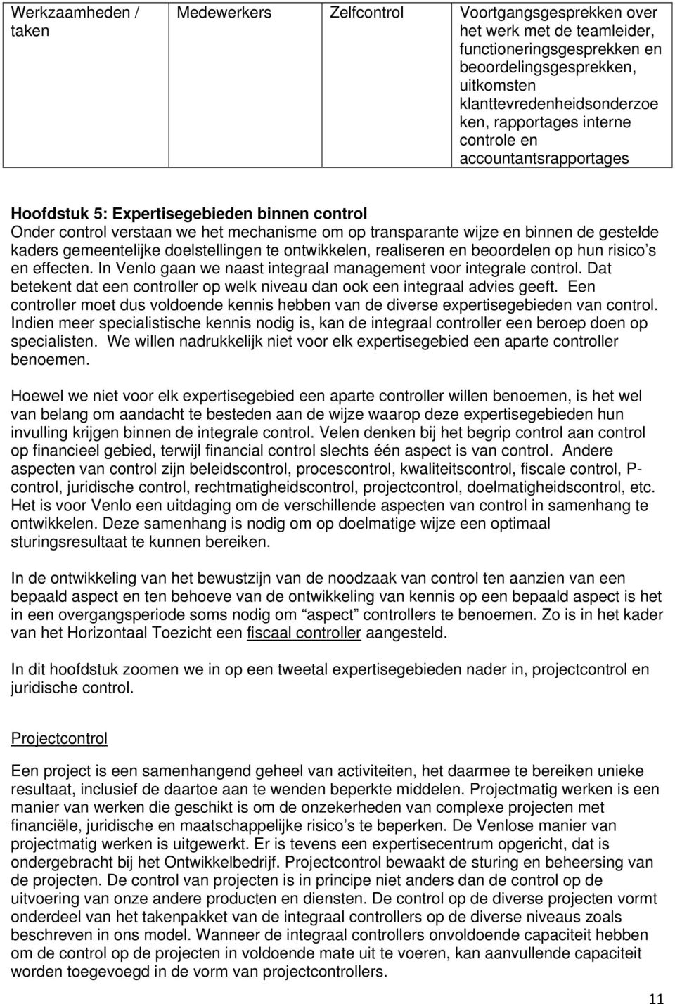 gemeentelijke doelstellingen te ontwikkelen, realiseren en beoordelen op hun risico s en effecten. In Venlo gaan we naast integraal management voor integrale control.