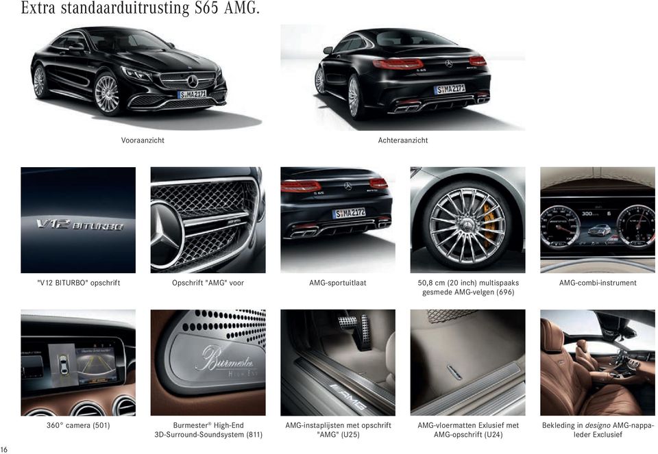 inch) multispaaks gesmede AMG-velgen (696) AMG-combi-instrument 360 camera (501) Burmester High-End