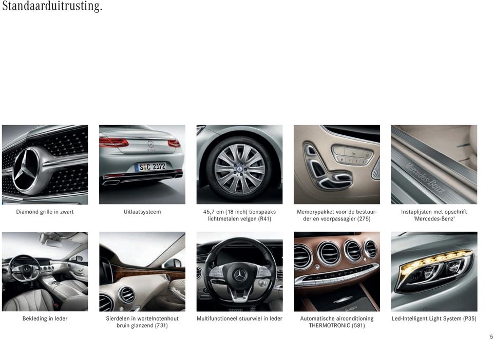 Memorypakket voor de bestuurder en voorpassagier (275) Instaplijsten met opschrift 'Mercedes-Benz'