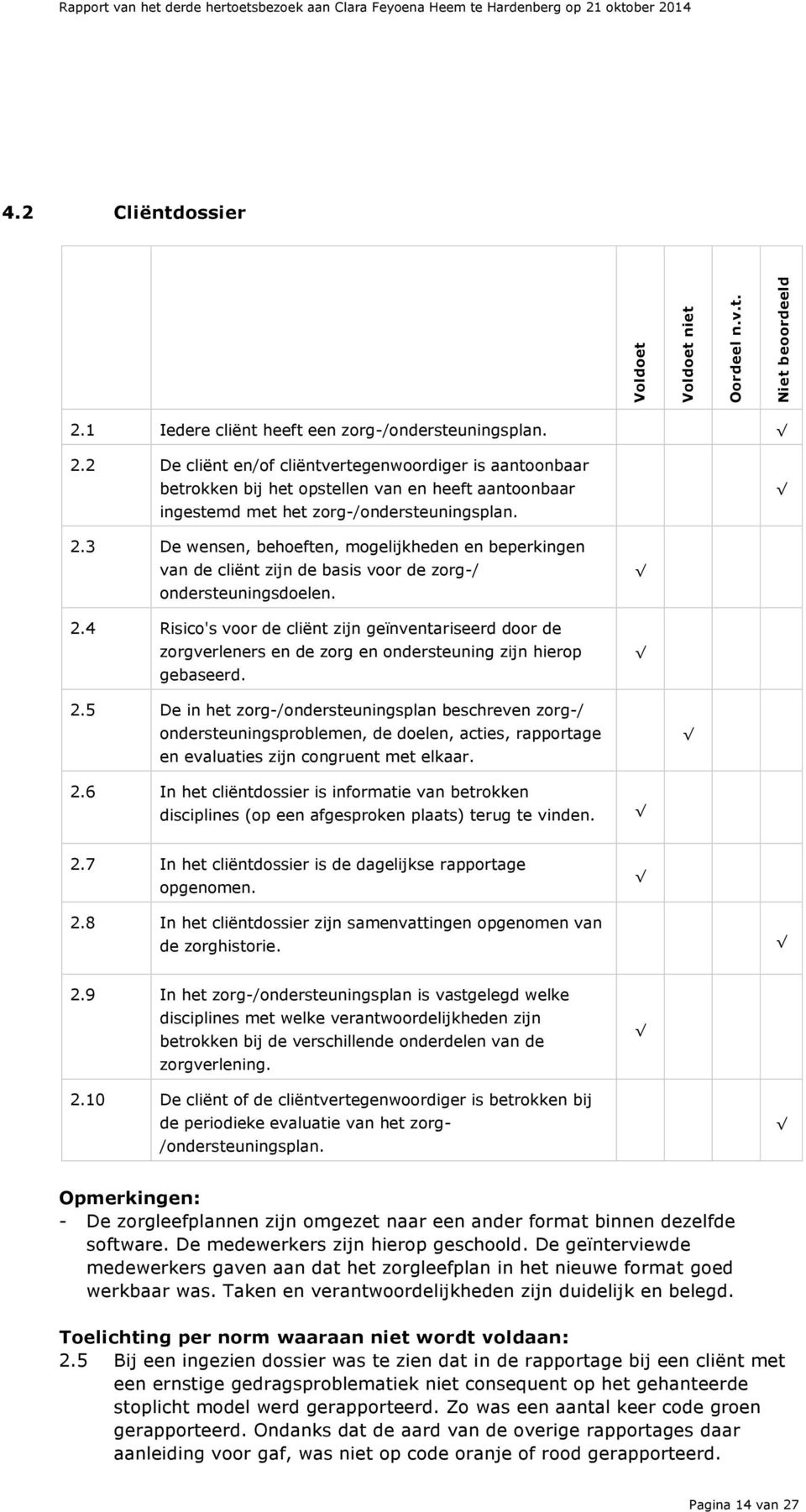 2 De cliënt en/of cliëntvertegenwoordiger is aantoonbaar betrokken bij het opstellen van en heeft aantoonbaar ingestemd met het zorg-/ondersteuningsplan. 2.