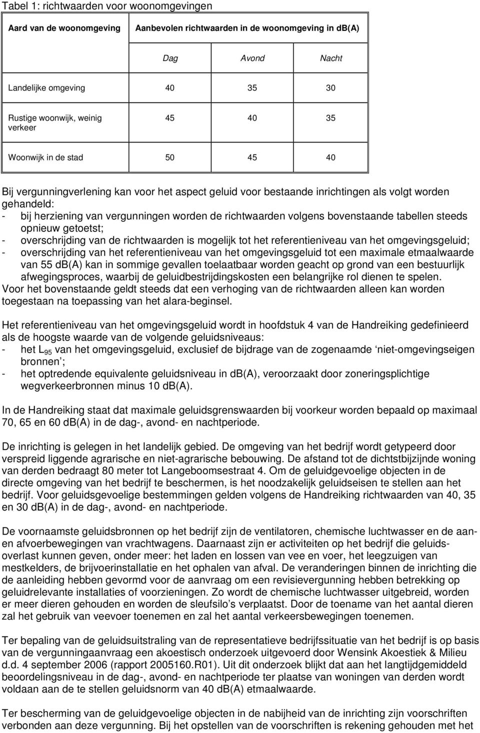 volgens bovenstaande tabellen steeds opnieuw getoetst; - overschrijding van de richtwaarden is mogelijk tot het referentieniveau van het omgevingsgeluid; - overschrijding van het referentieniveau van