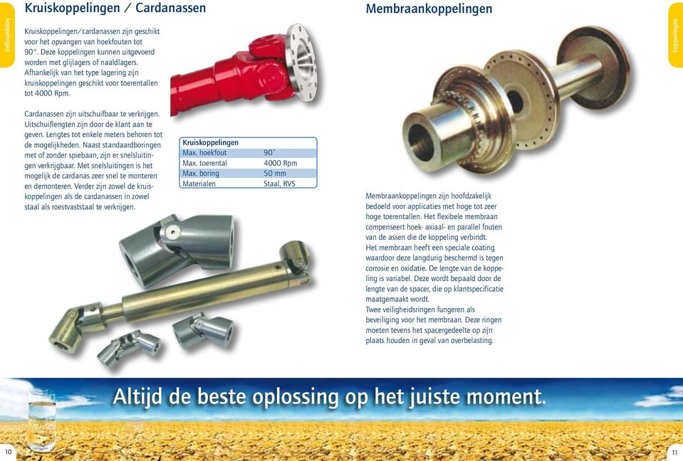 Lengtes tot enkele meters behoren tot de mogelijkheden. Naast standaardboringen met of zonder spiebaan, zijn er snelsluitingen verkrijgbaar.