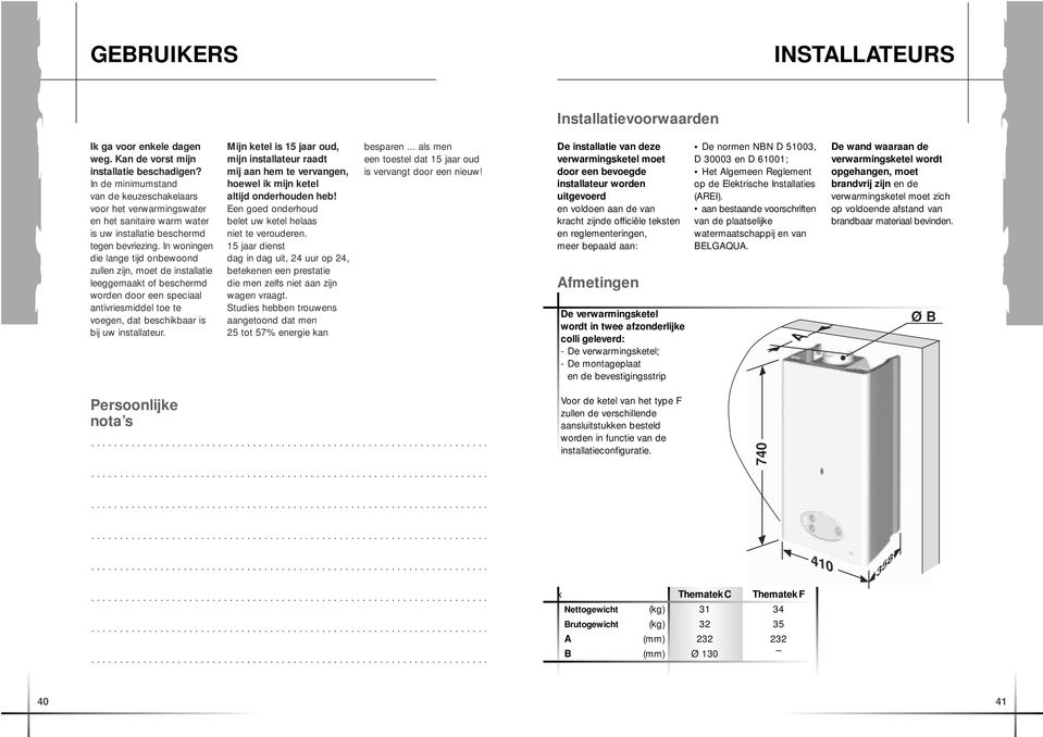 In woningen die lange tijd onbewoond zullen zijn, moet de installatie leeggemaakt of beschermd worden door een speciaal antivriesmiddel toe te voegen, dat beschikbaar is bij uw installateur.