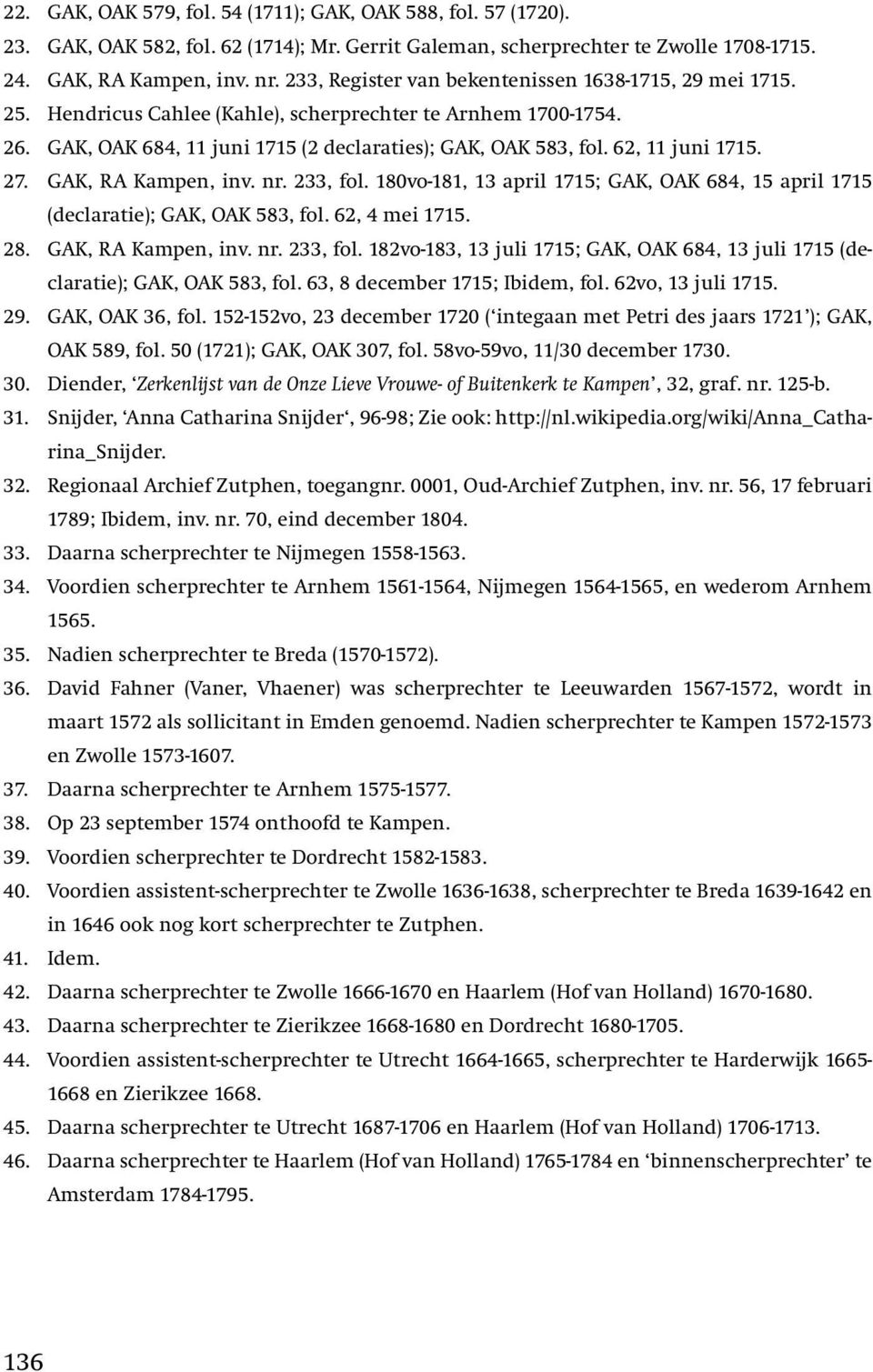 62, 11 juni 1715. 27. GAK, RA Kampen, inv. nr. 233, fol. 180vo-181, 13 april 1715; GAK, OAK 684, 15 april 1715 (declaratie); GAK, OAK 583, fol. 62, 4 mei 1715. 28. GAK, RA Kampen, inv. nr. 233, fol. 182vo-183, 13 juli 1715; GAK, OAK 684, 13 juli 1715 (declaratie); GAK, OAK 583, fol.