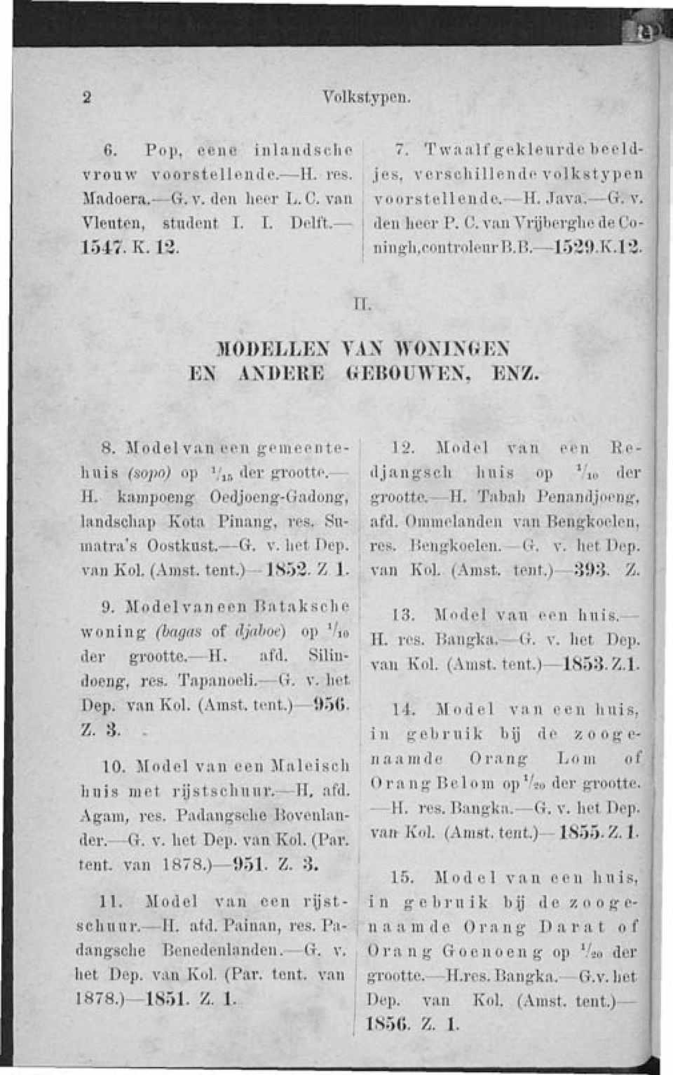 MODELLER YAN WONINOEN EN ANDERE OEBOUWEN, ENZ. 8. Model van een gemeentehuis (sopo) op '/is ael ' grootte. H. kampoeng Oedjoeng-Gadong, landschap Kota Pinang, res. Sumatra's Oostkust. G. v. het De]i.