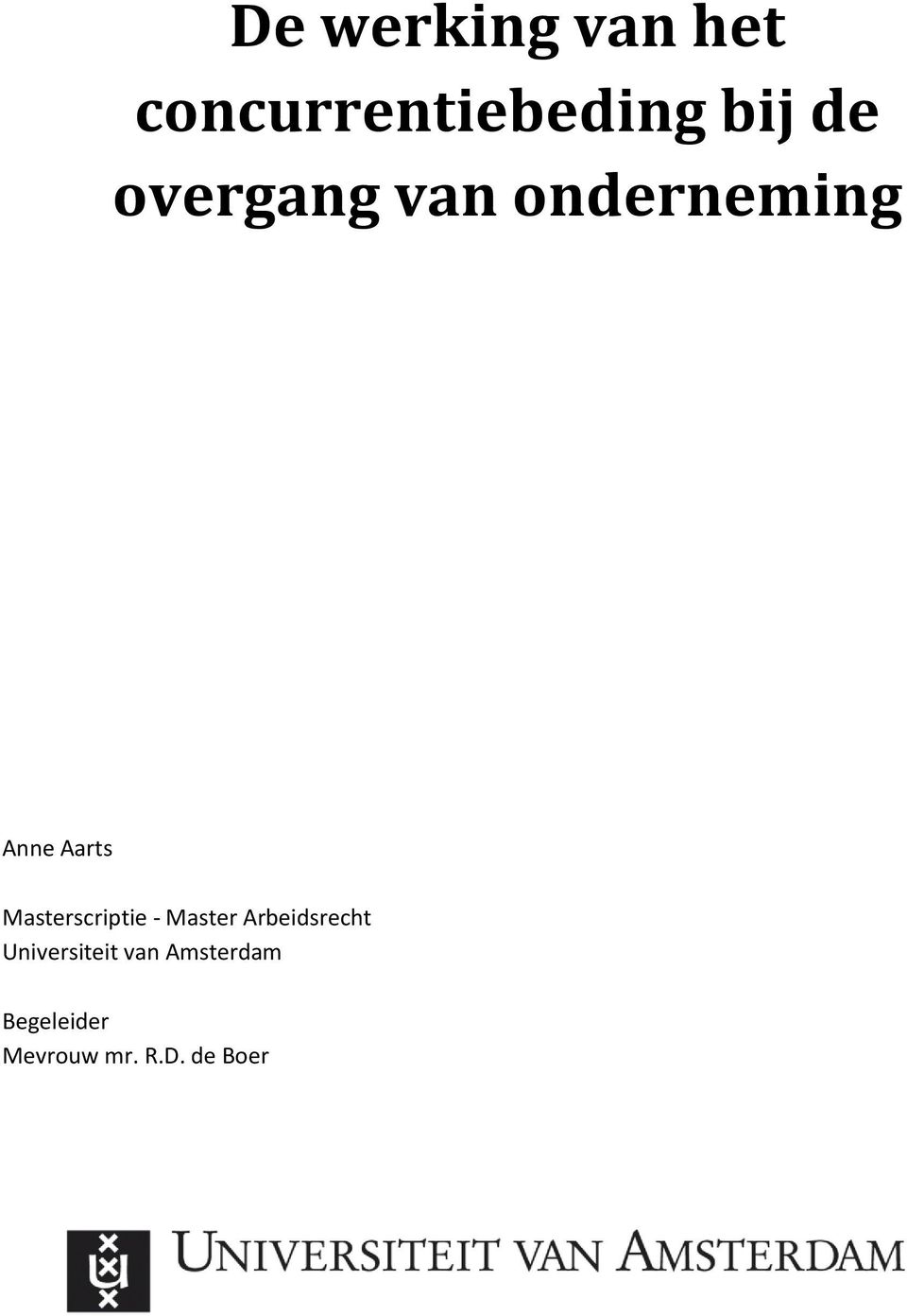 Masterscriptie - Master Arbeidsrecht