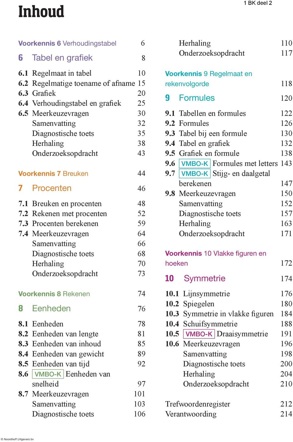 3 Procenten berekenen 59 7.4 Meerkeuzevragen 64 Samenvatting 66 Diagnostische toets 68 Herhaling 70 Onderzoeksopdracht 73 Voorkennis 8 Rekenen 74 8 Eenheden 76 8.1 Eenheden 78 8.