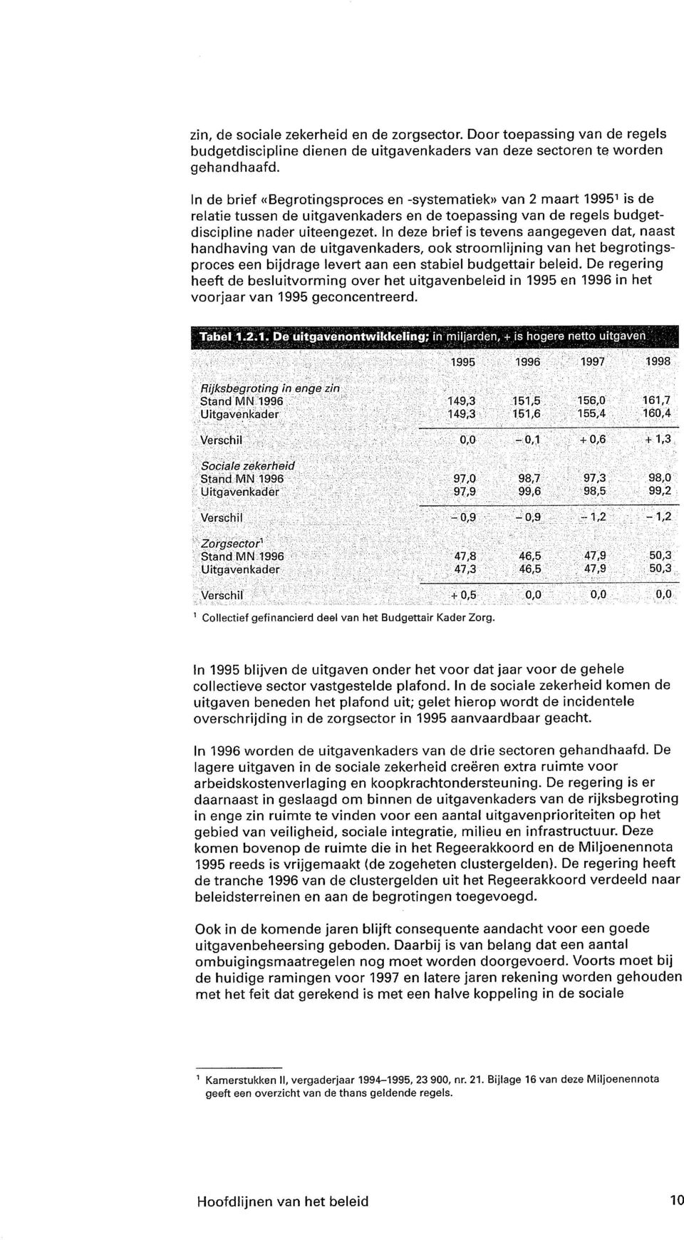 In deze brief is tevens aangegeven dat, naast handhaving van de uitgavenkaders, ook stroomlijning van het begrotingsproces een bijdrage levert aan een stabiel budgettair beleid.