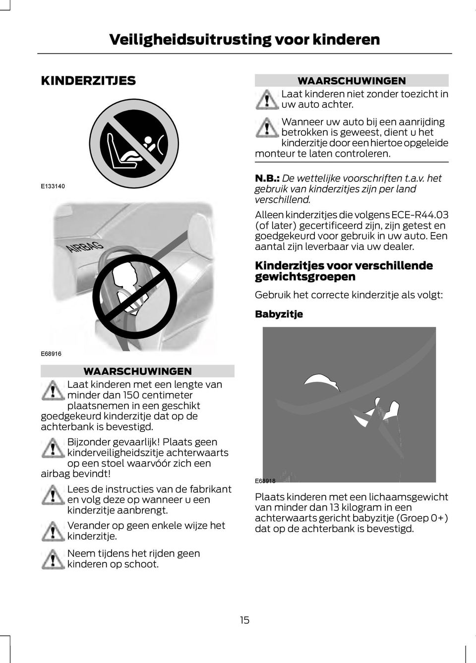 orschriften t.a.v. het gebruik van kinderzitjes zijn per land verschillend. Alleen kinderzitjes die volgens ECE-R44.