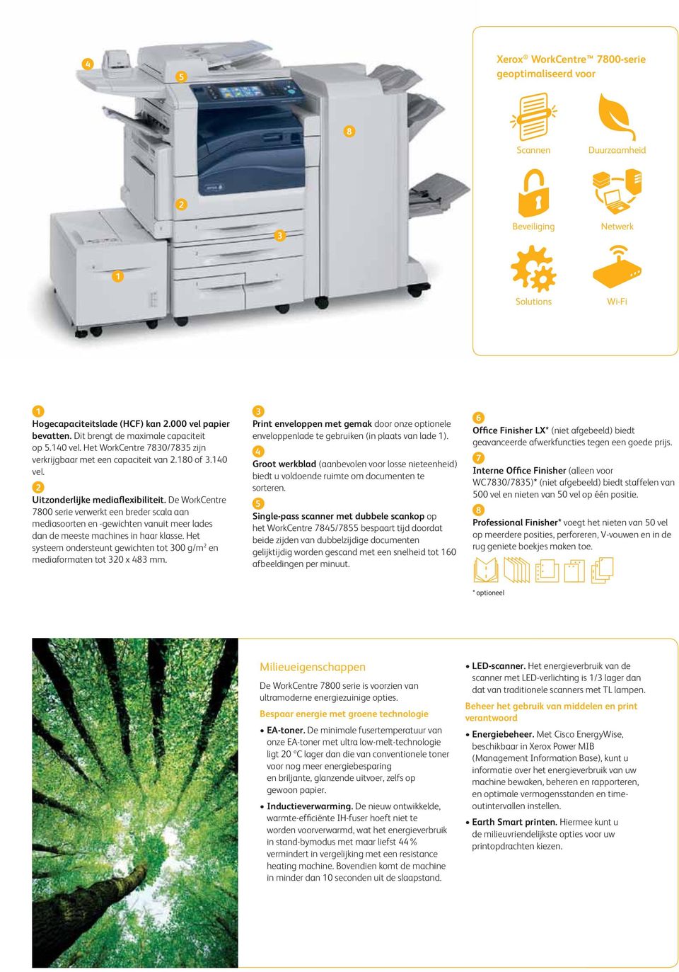 De WorkCentre 7800 serie verwerkt een breder scala aan mediasoorten en -gewichten vanuit meer lades dan de meeste machines in haar klasse.