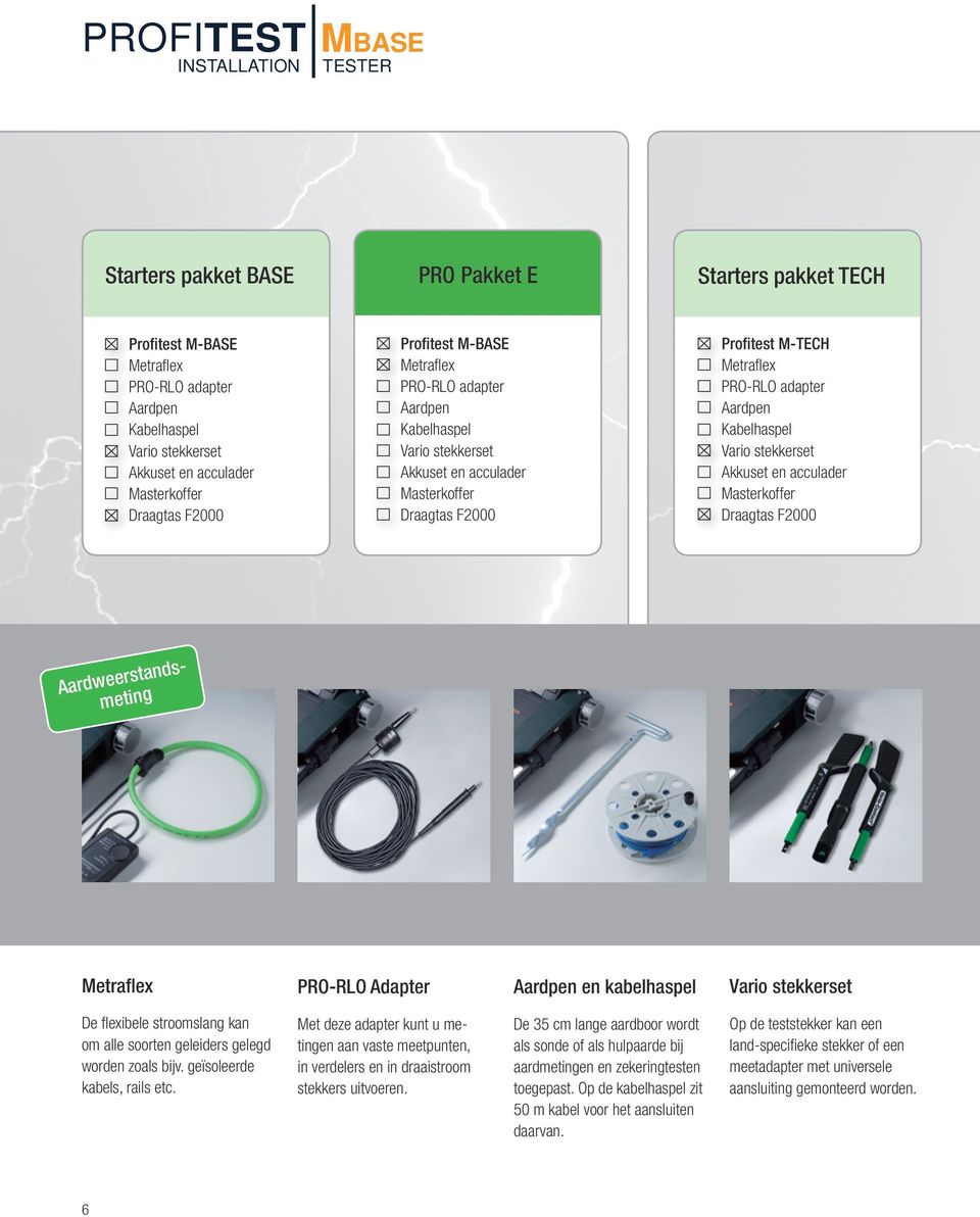 geleiders gelegd worden zoals bijv. geïsoleerde kabels, rails etc. Met deze adapter kunt u metingen aan vaste meetpunten, in verdelers en in draaistroom stekkers uitvoeren.