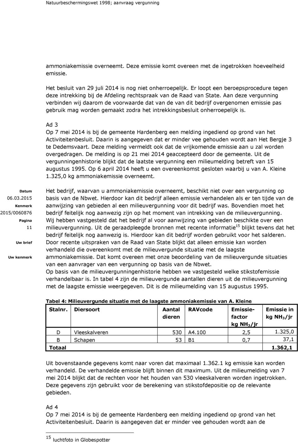 Aan deze vergunning verbinden wij daarom de voorwaarde dat van de van dit bedrijf overgenomen emissie pas gebruik mag worden gemaakt zodra het intrekkingsbesluit onherroepelijk is.