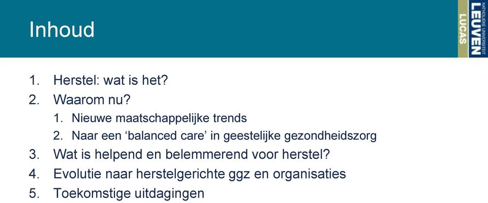 Wat is helpend en belemmerend voor herstel? 4.