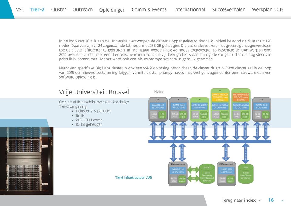 Zo beschikte de UAntwerpen eind 2014 over een cluster met een theoretische rekenkracht die vijf keer groter is dan Turing, de vorige cluster die nog steeds in gebruik is.