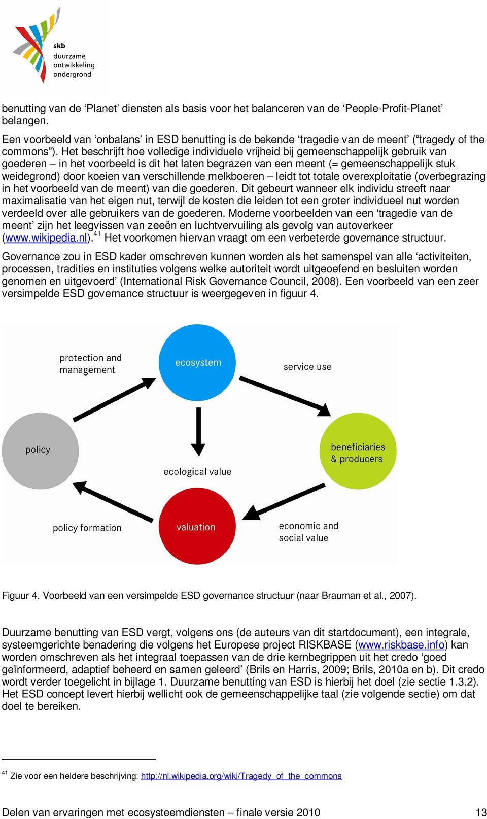 Het beschrijft hoe volledige individuele vrijheid bij gemeenschappelijk gebruik van goederen in het voorbeeld is dit het laten begrazen van een meent (= gemeenschappelijk stuk weidegrond) door koeien