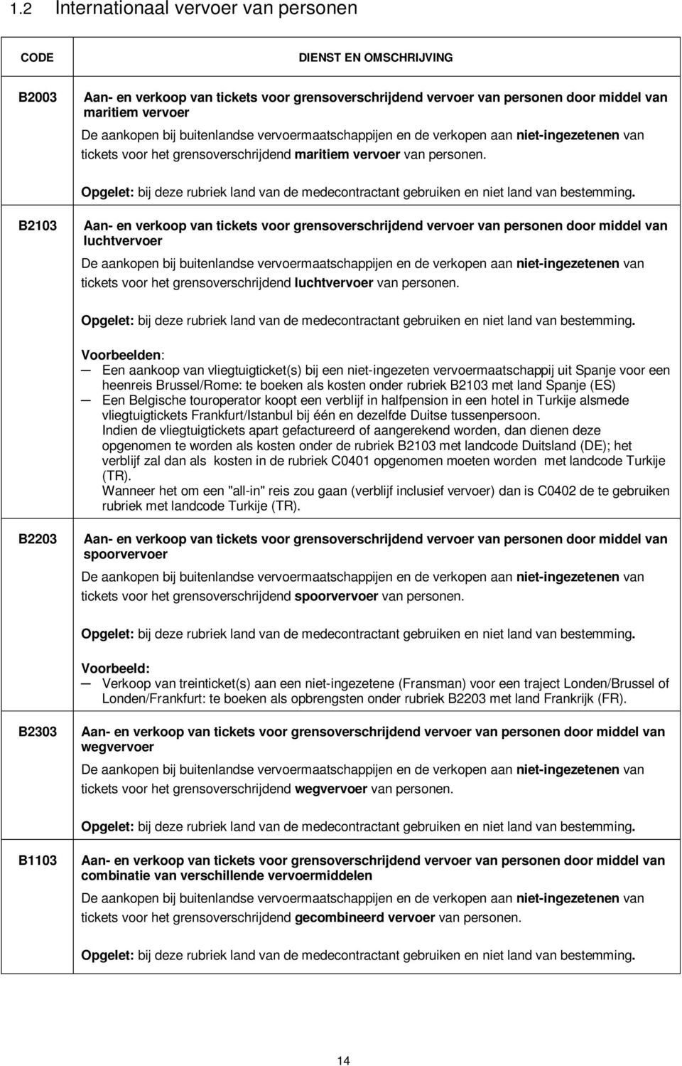 Opgelet: bij deze rubriek land van de medecontractant gebruiken en niet land van bestemming.