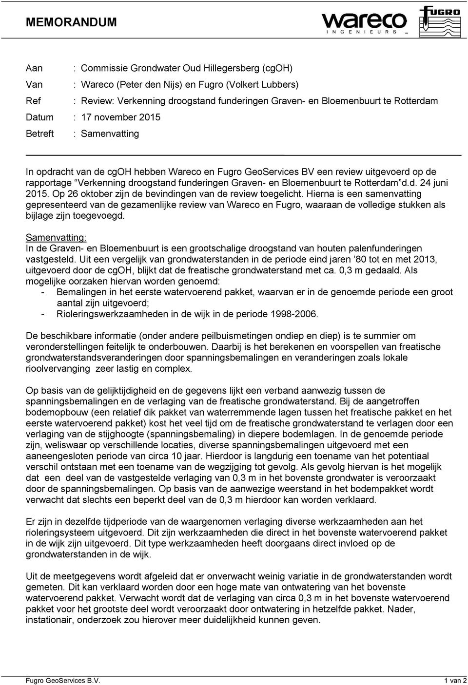 Graven- en Bloemenbuurt te Rotterdam d.d. 24 juni 2015. Op 26 oktober zijn de bevindingen van de review toegelicht.