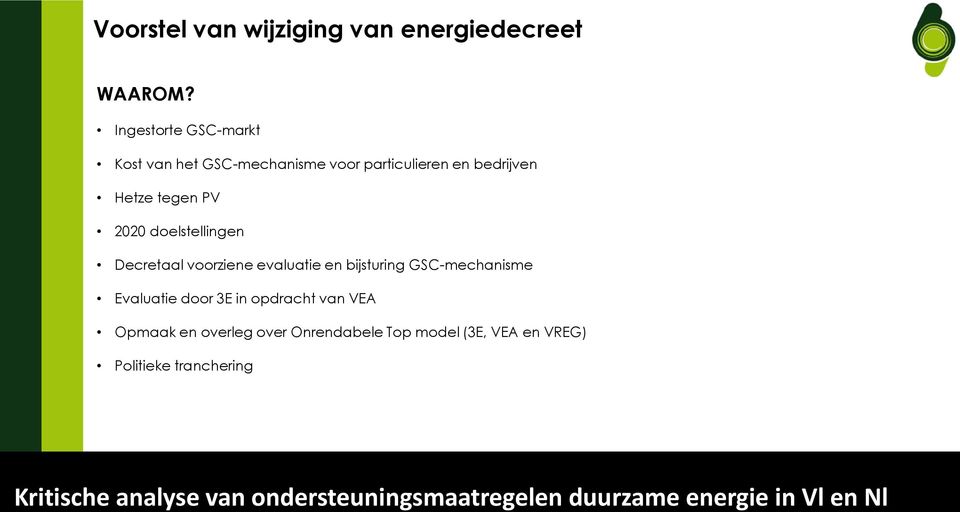 tegen PV 2020 doelstellingen Decretaal voorziene evaluatie en bijsturing