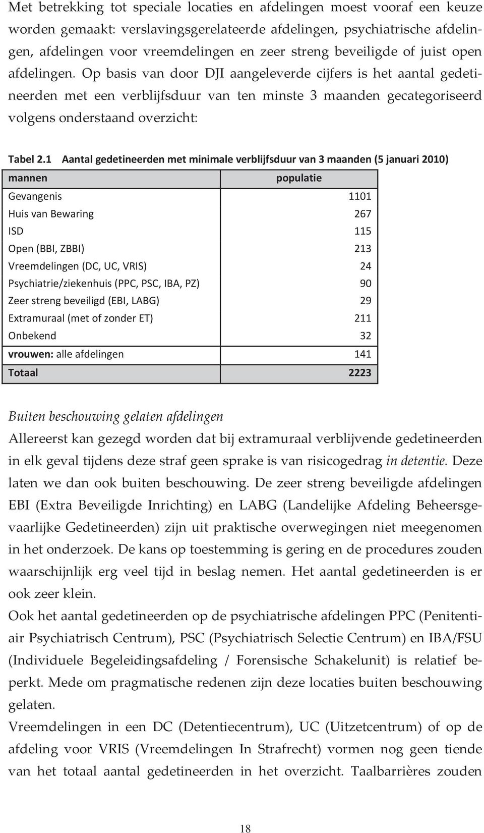 Op basis van door DJI aangeleverde cijfers is het aantal gedeti neerden met een verblijfsduur van ten minste 3 maanden gecategoriseerd volgensonderstaandoverzicht: Tabel2.