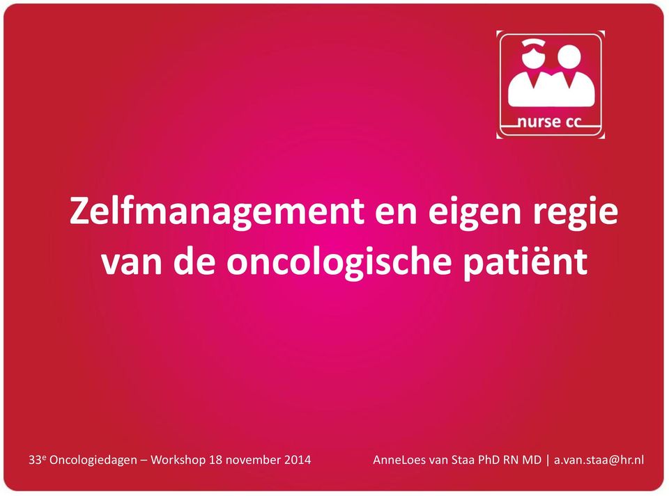 Oncologiedagen Workshop 18 november