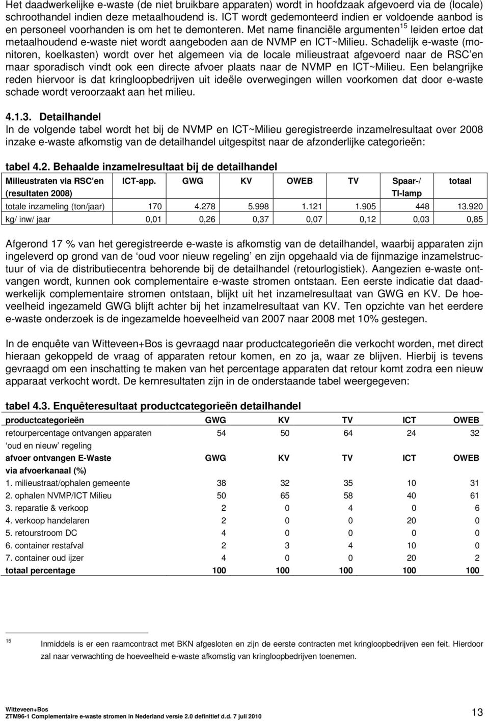 Met name financiële argumenten 15 leiden ertoe dat metaalhoudend e-waste niet wordt aangeboden aan de NVMP en ICT~Milieu.